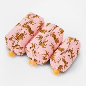 Pink Quilted Tiger Print Pouches